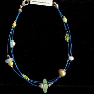 NEW Solares Green Seaglass Pearl Beachy Bracelet F
